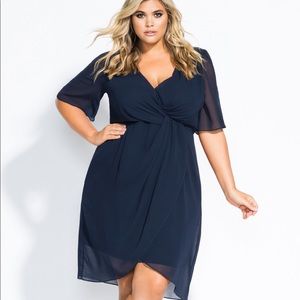 City Chic Navy Twist Dress